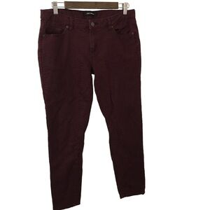 Joe fresh ultra slim low rise denim maroon animal texture pants